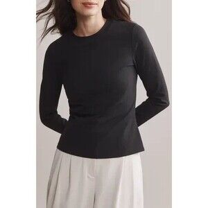 Rhone Modern Rib Long Sleeve Tee Black Womens Medium